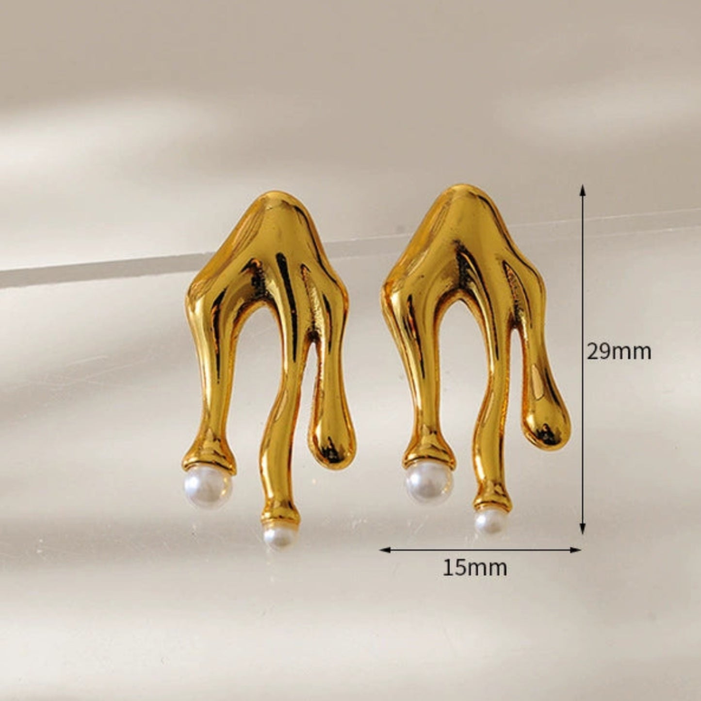 Golden Drop Earrings with Pearls JLT13458