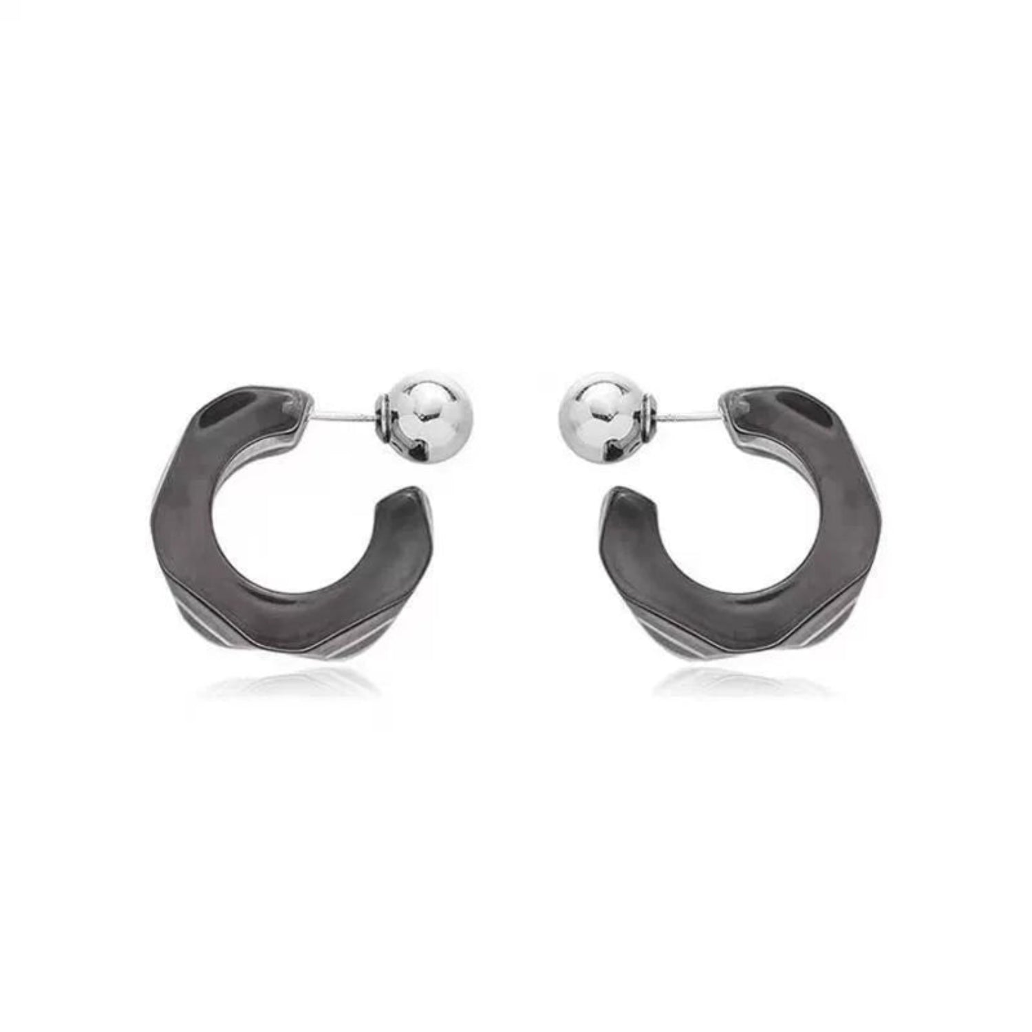 C Shaped Hoop Grey Earrings jlt13462