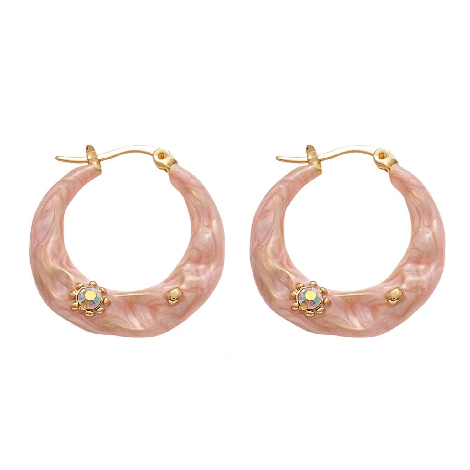 Copper Clip On Pink Hoop Earrings jlt13481