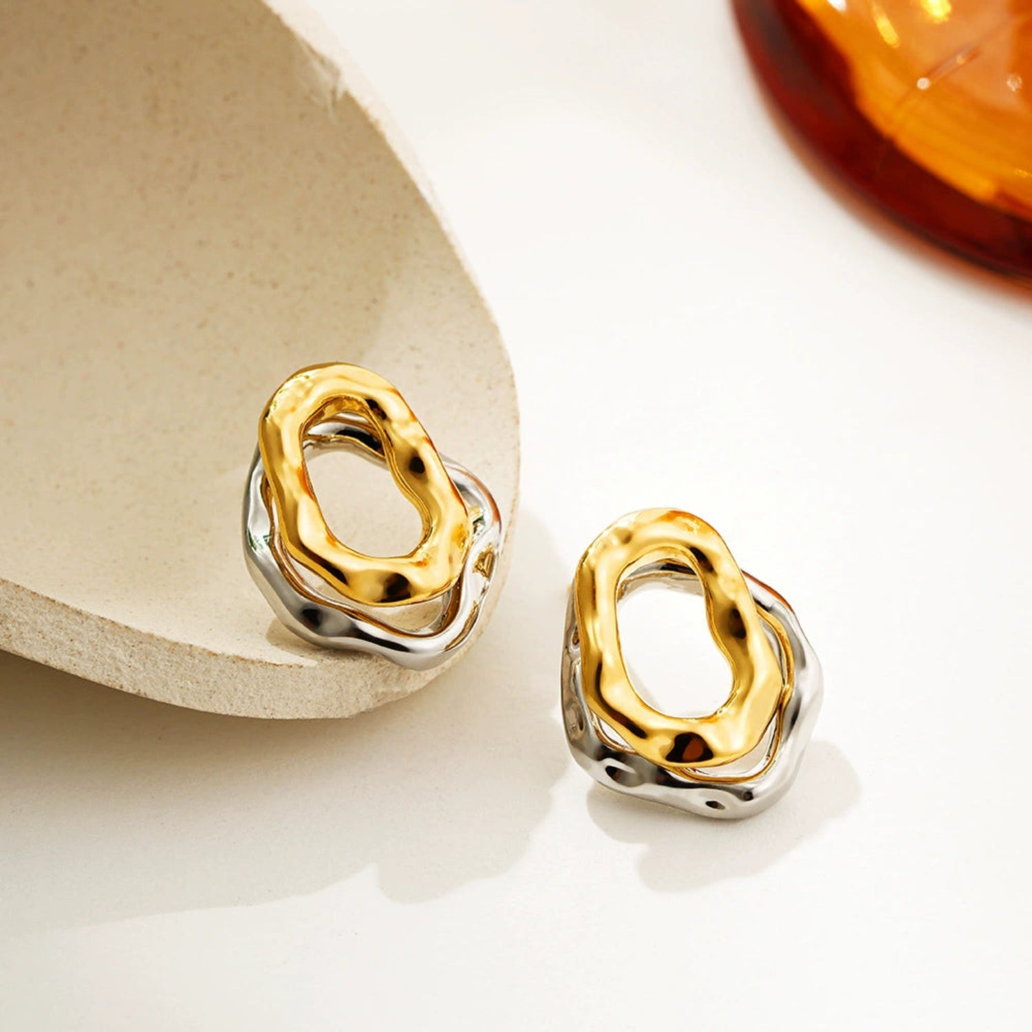 Double Color Wholes Stud Earrings jlt13483