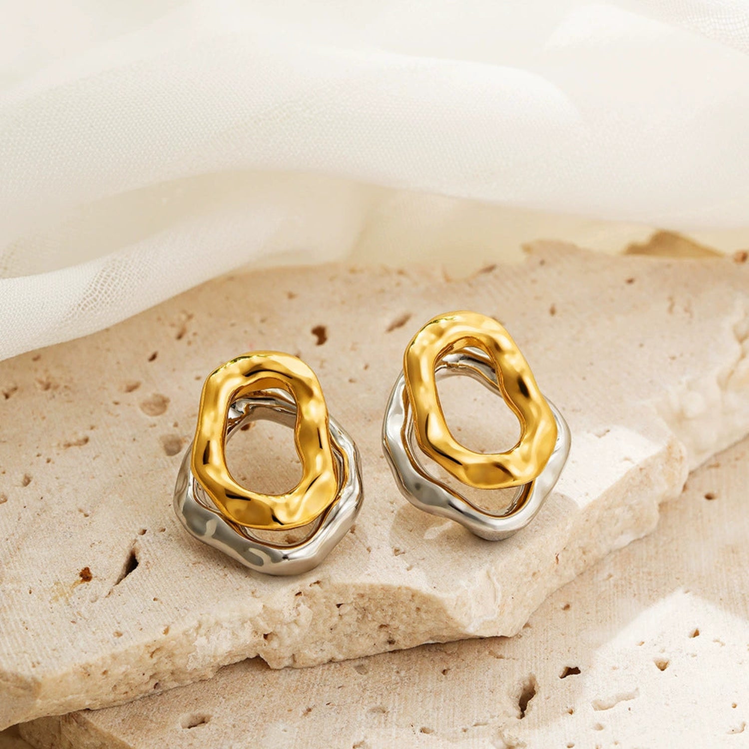 Double Color Wholes Stud Earrings jlt13483