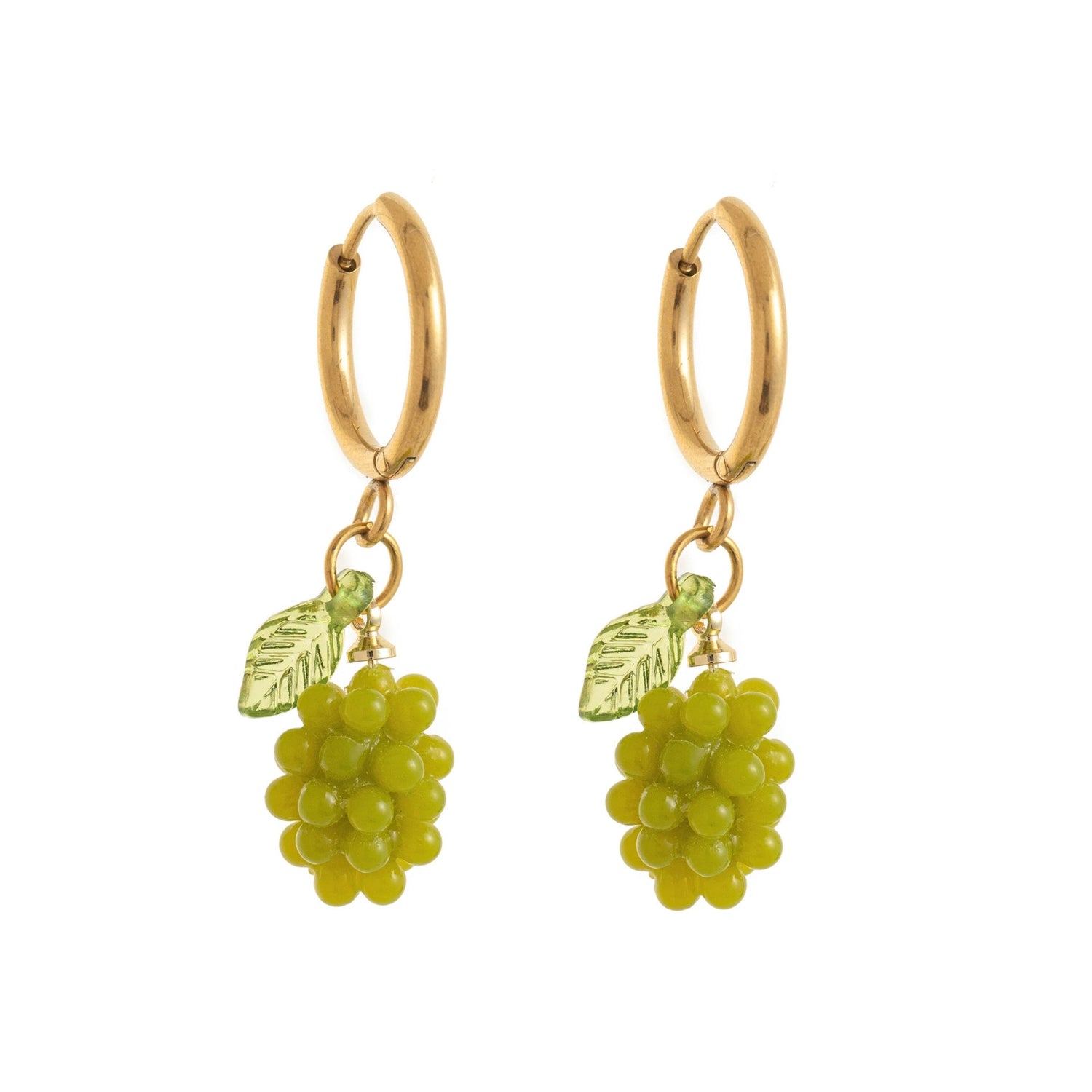 Green Grape Hoop Earrings jlt13484