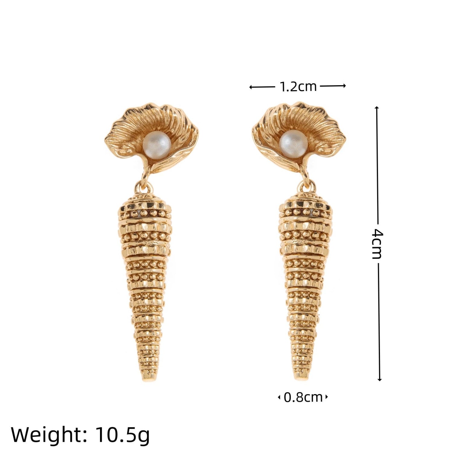 Gilded Seashell Pearl Drop Earrings jlt13494