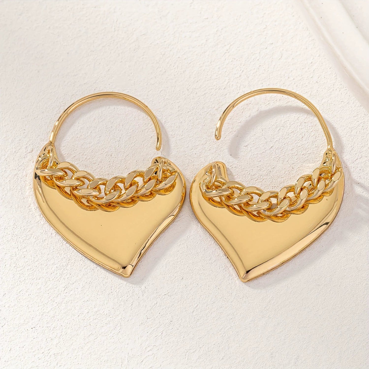 Chunky Heart Chain Drop Hoops JLT13505
