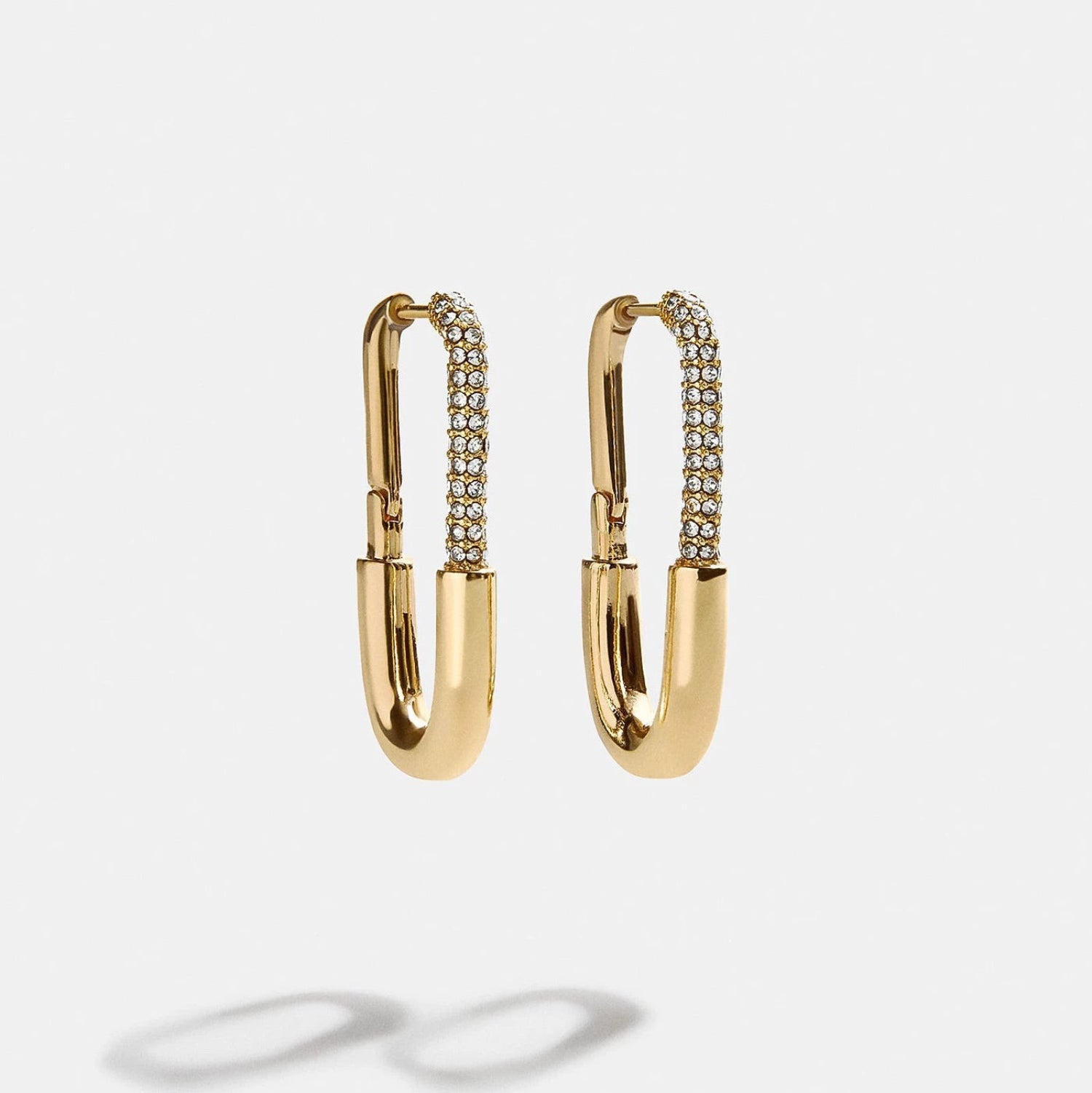 Pavé Crystal Safety Pin Hoops JLT13507