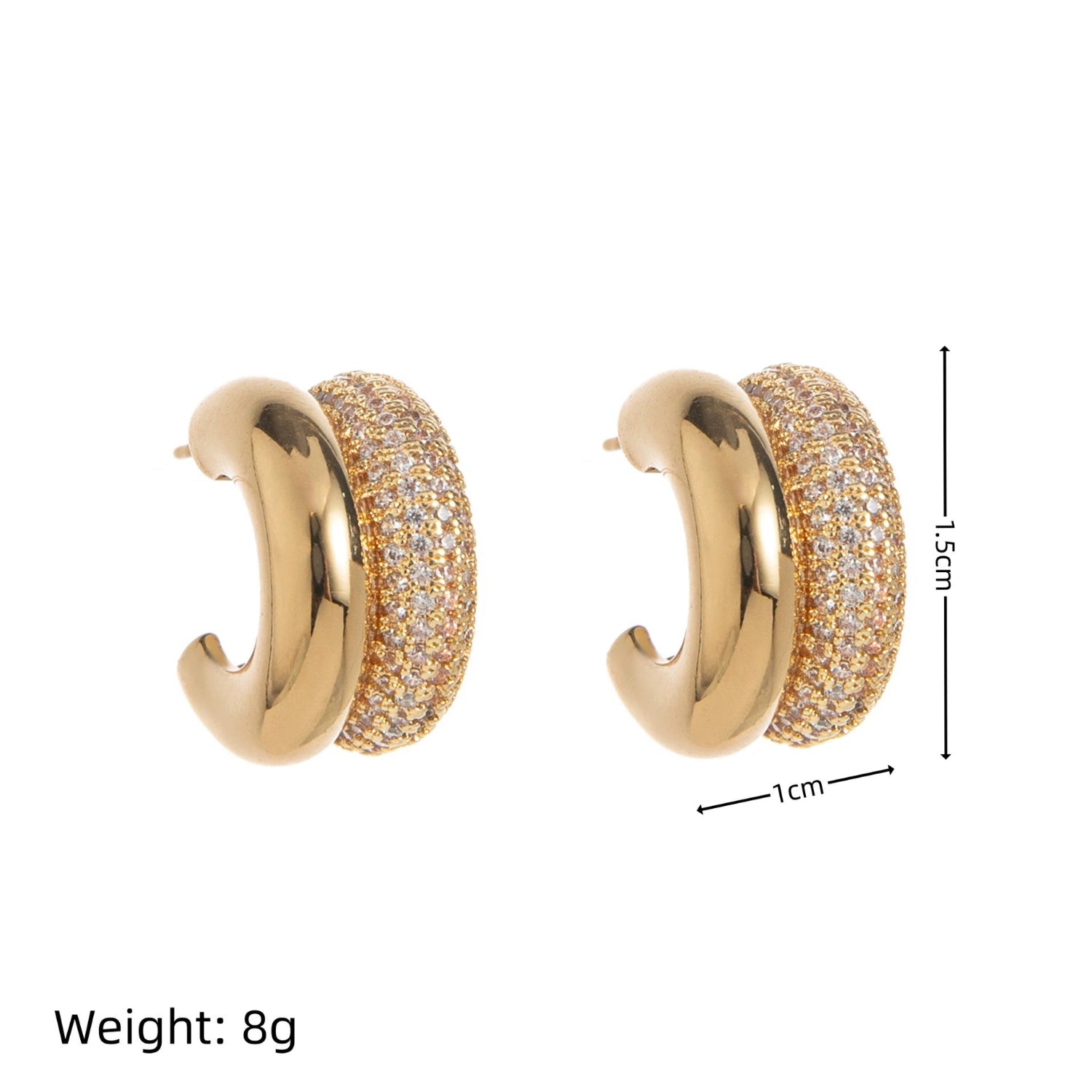 Plain and Crystal Stud Earrings jlt13510