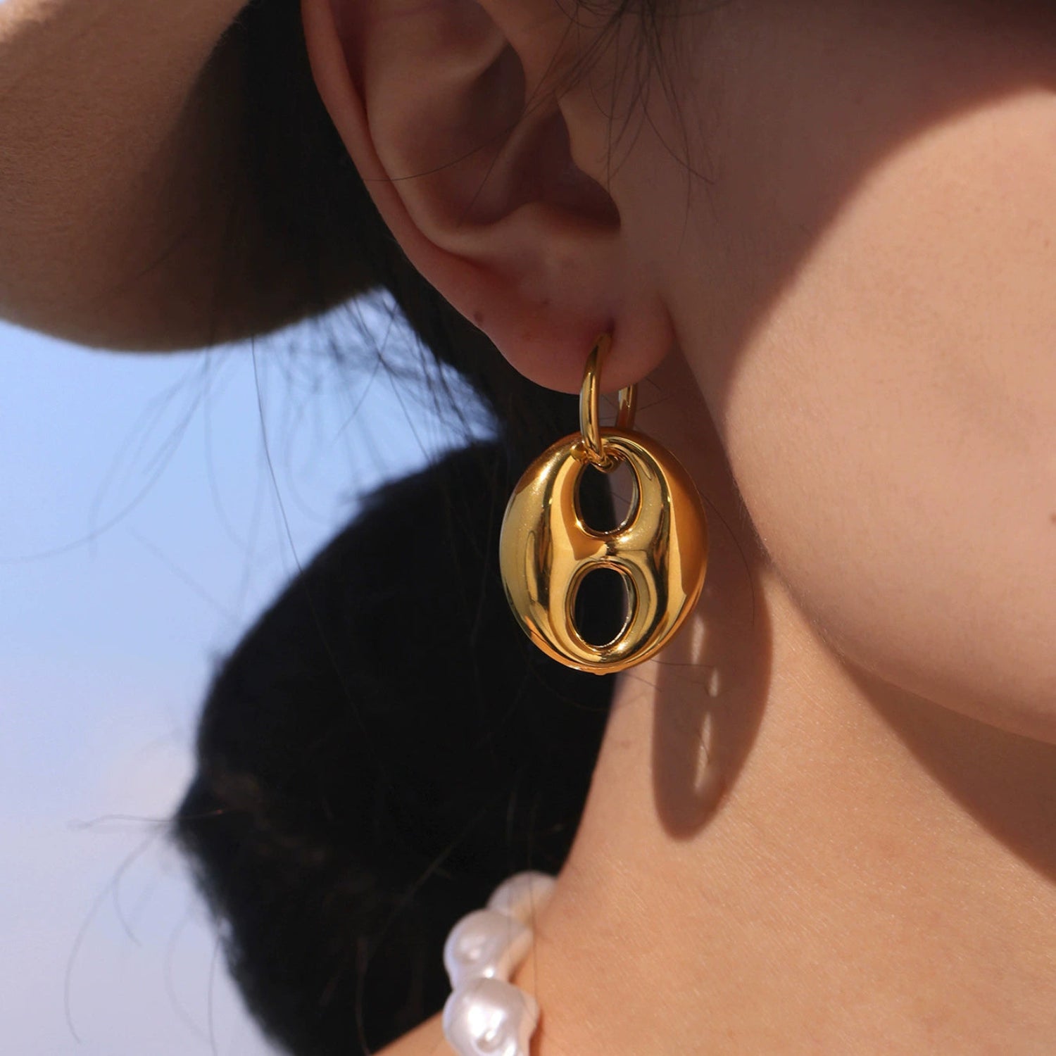 Golden Wholes Hoop Earrings jlt13517
