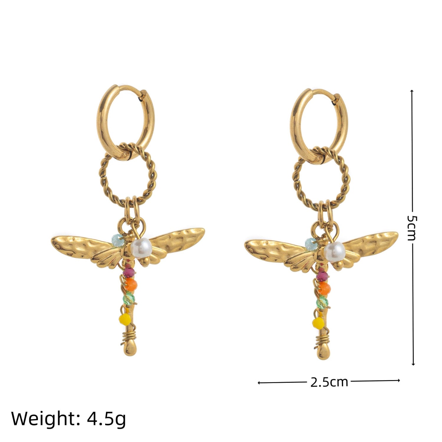 Golden Drogenfly Hoop Earring jlt13521