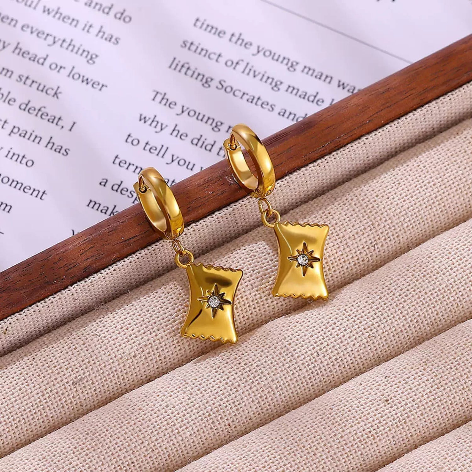 Gold Pillow Huggie Hoop Earrings JLT13599