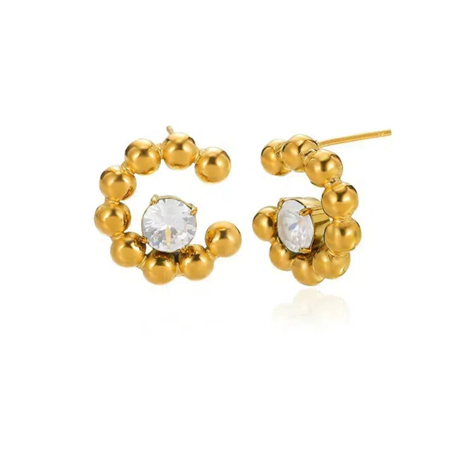 Gold Beaded Spiral Stud Earrings JLT13600