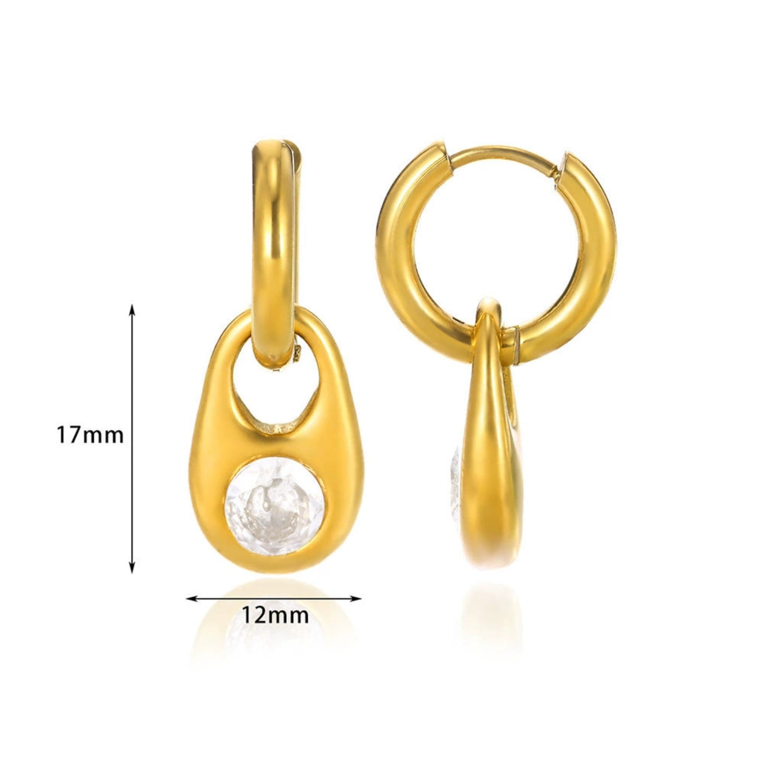 Gold Crystal Teardrop Huggie Earrings JLT13610