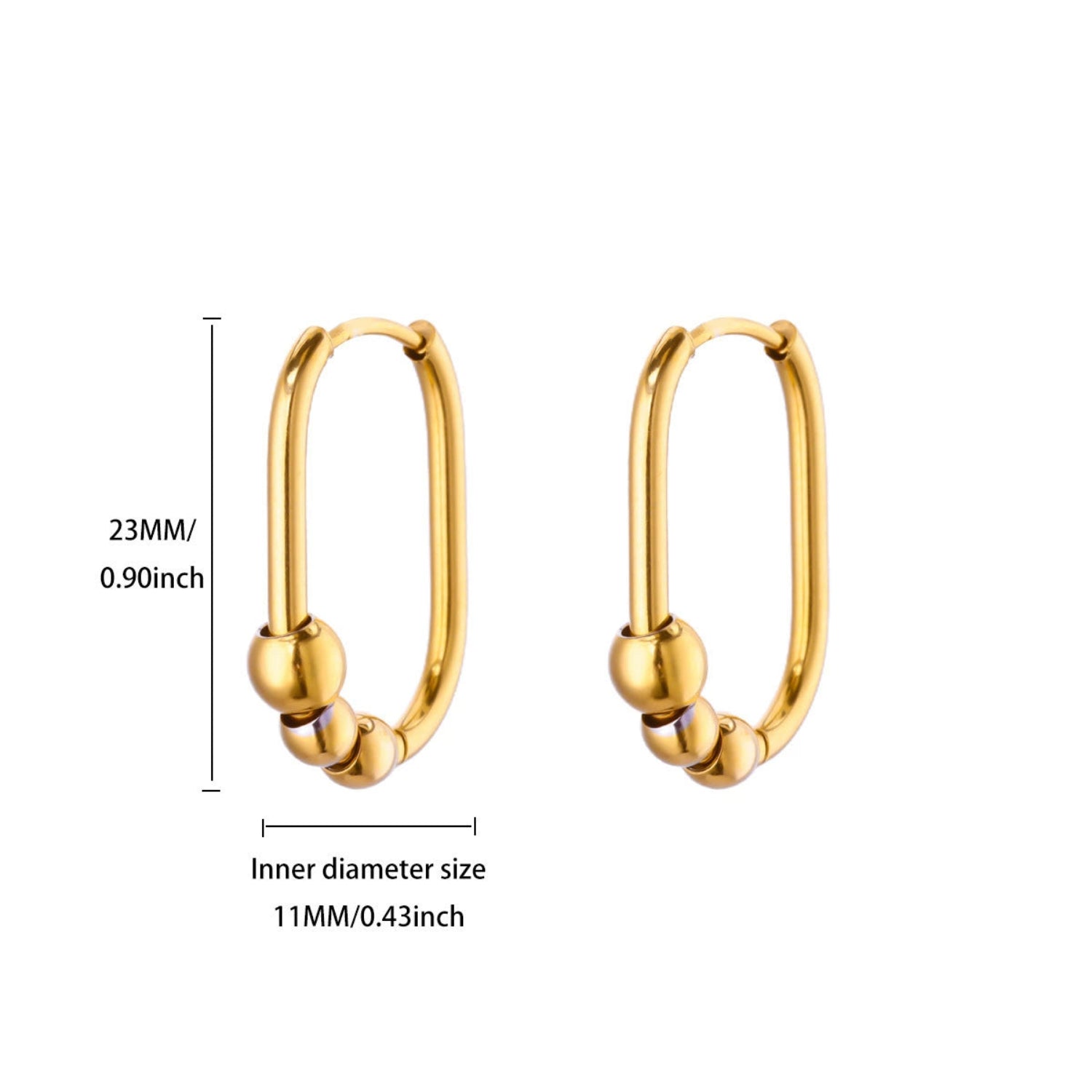 Gold Oval Beaded Huggie Earrings JLT13612