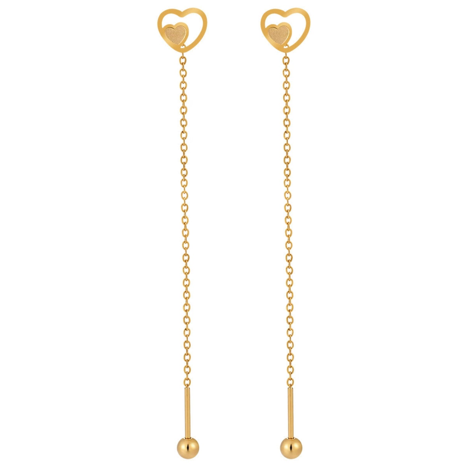 Double Heart Gold Threader Drop JLT13614