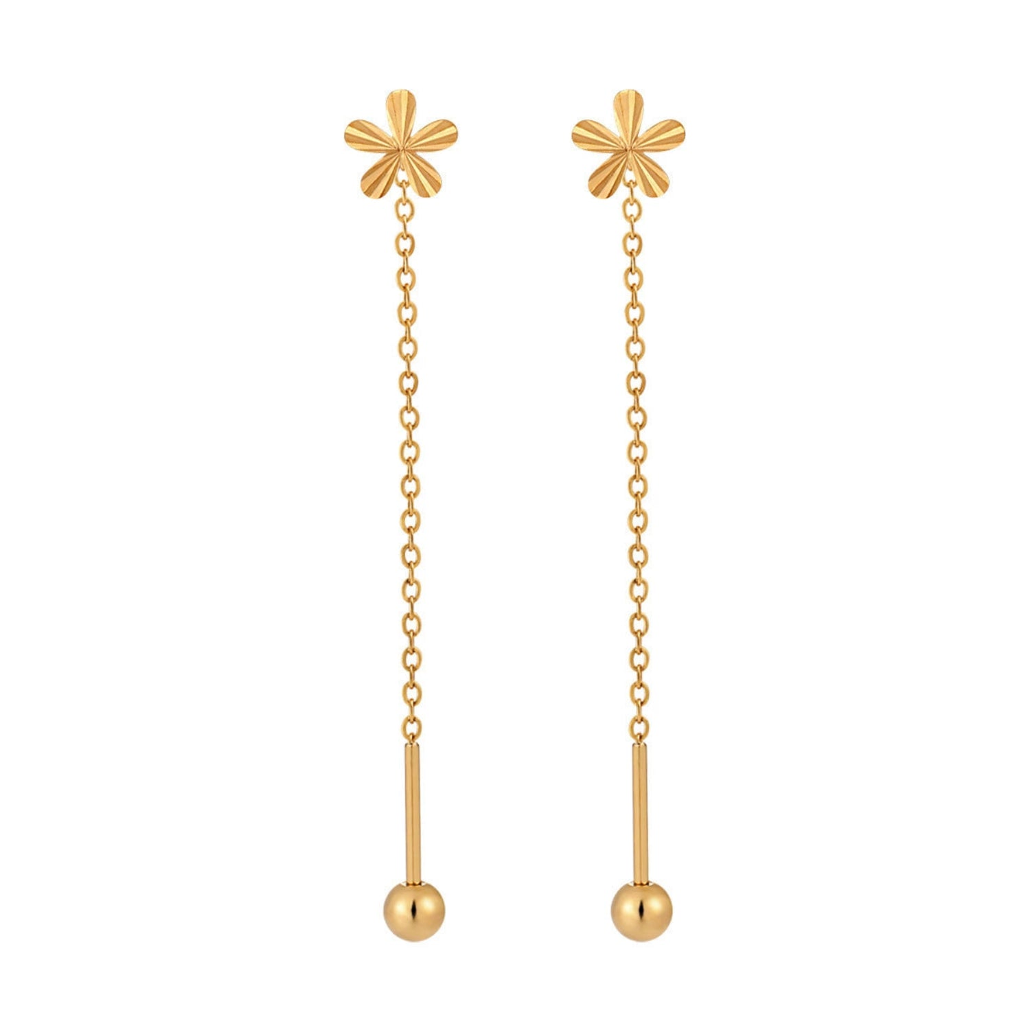 Gold Flower Threader Drop Earrings JLT13615
