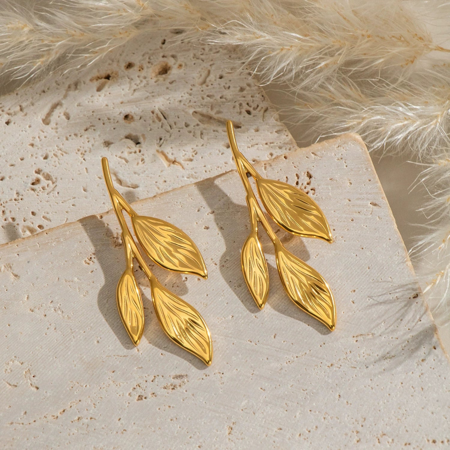 Gold Laurel Branch Stud Earrings JLT13616