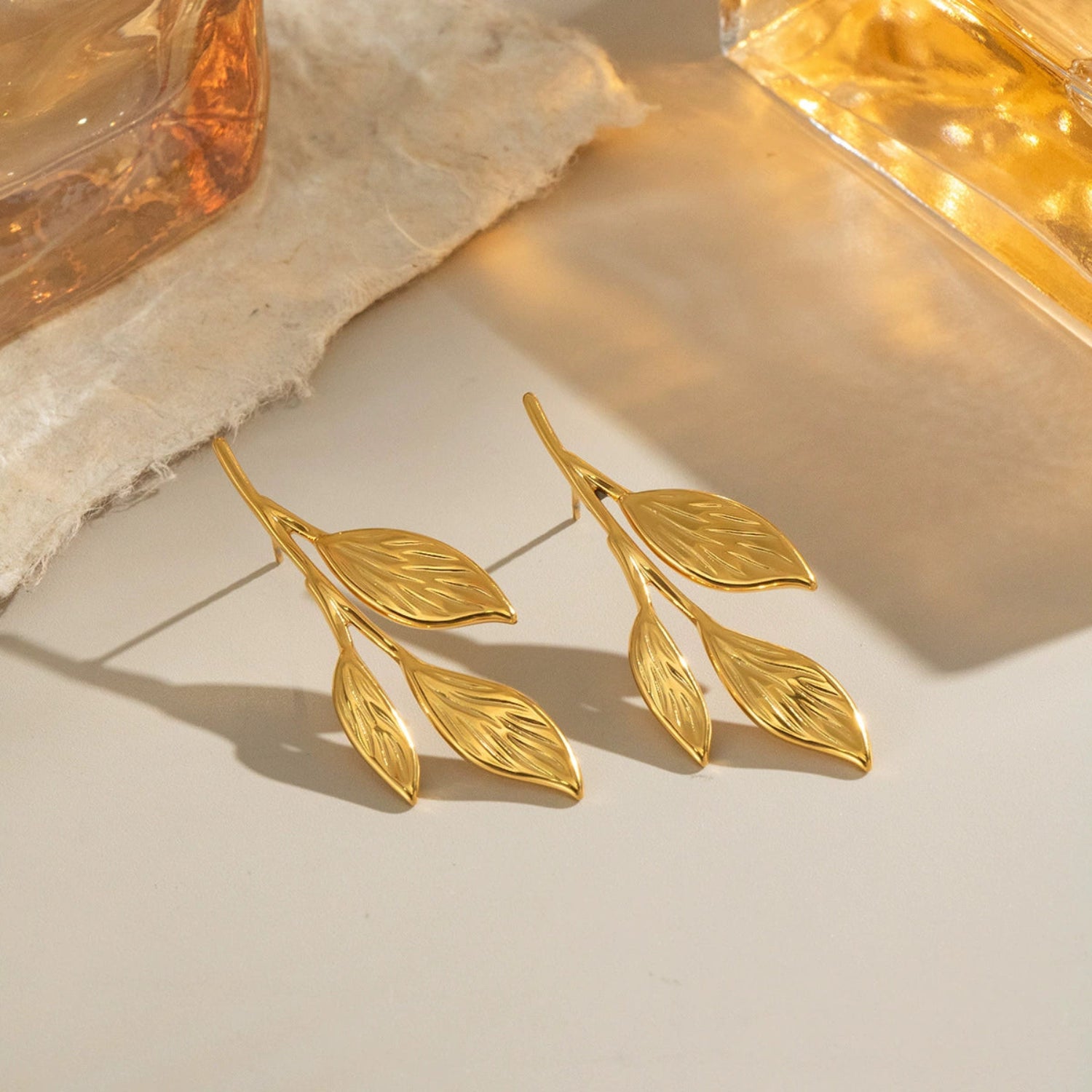 Gold Laurel Branch Stud Earrings JLT13616