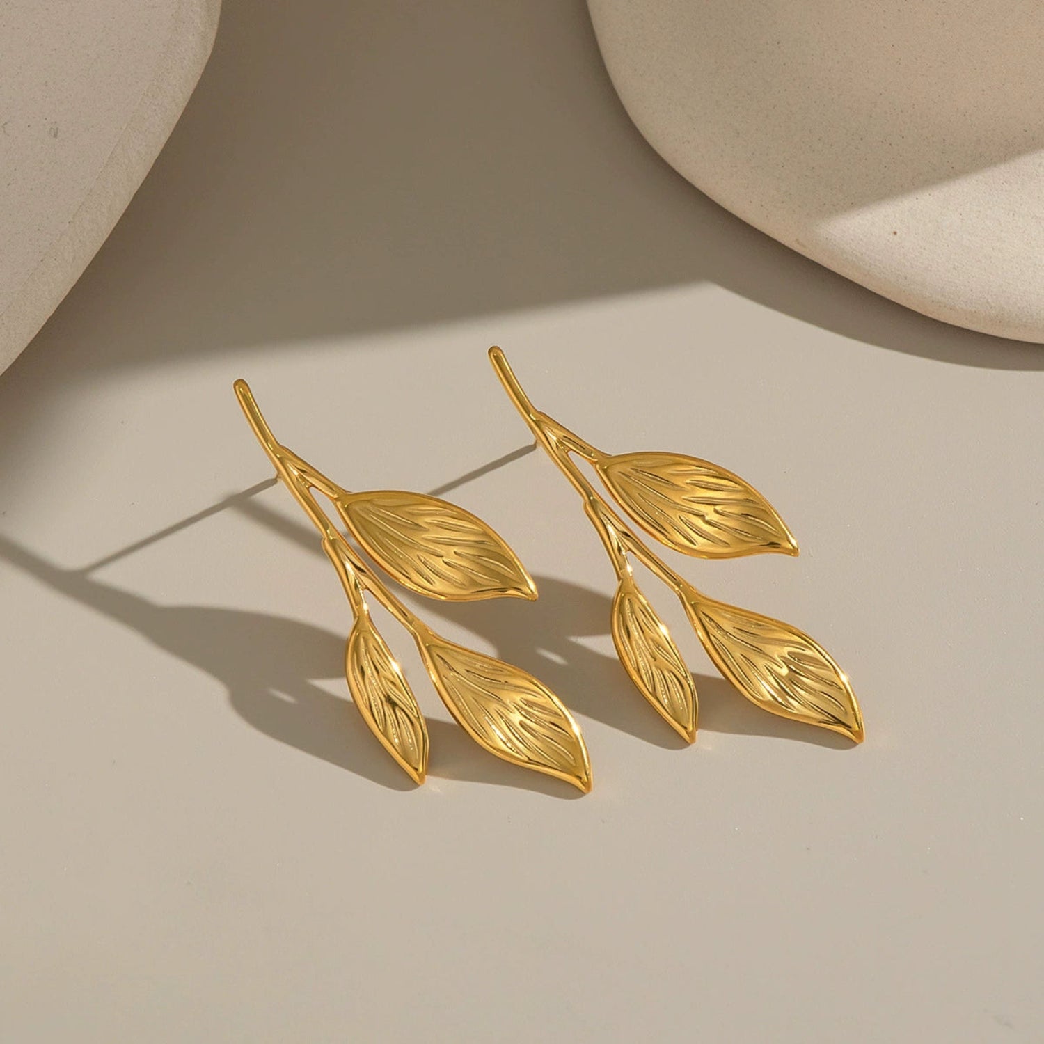 Gold Laurel Branch Stud Earrings JLT13616