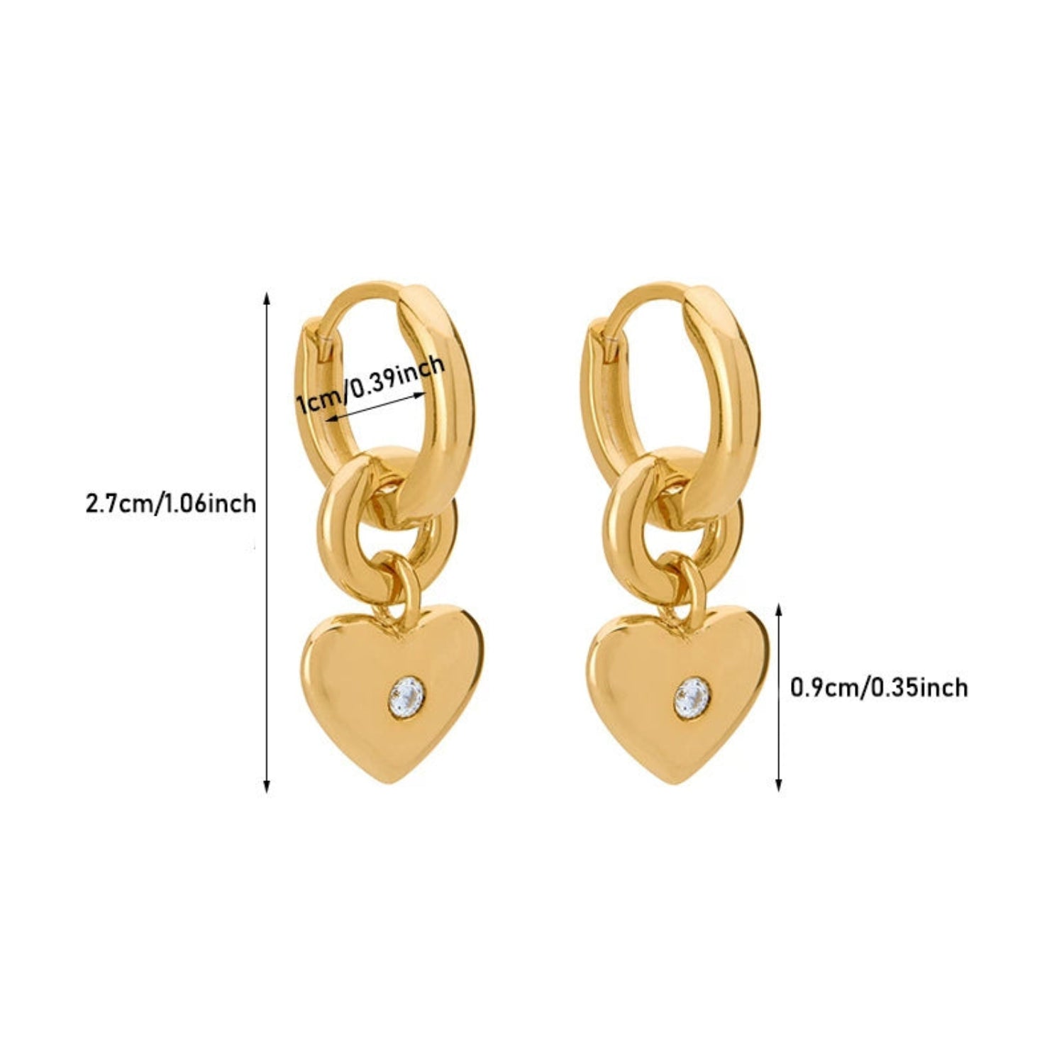 Gold Heart Huggie Hoop Earrings JLT13620