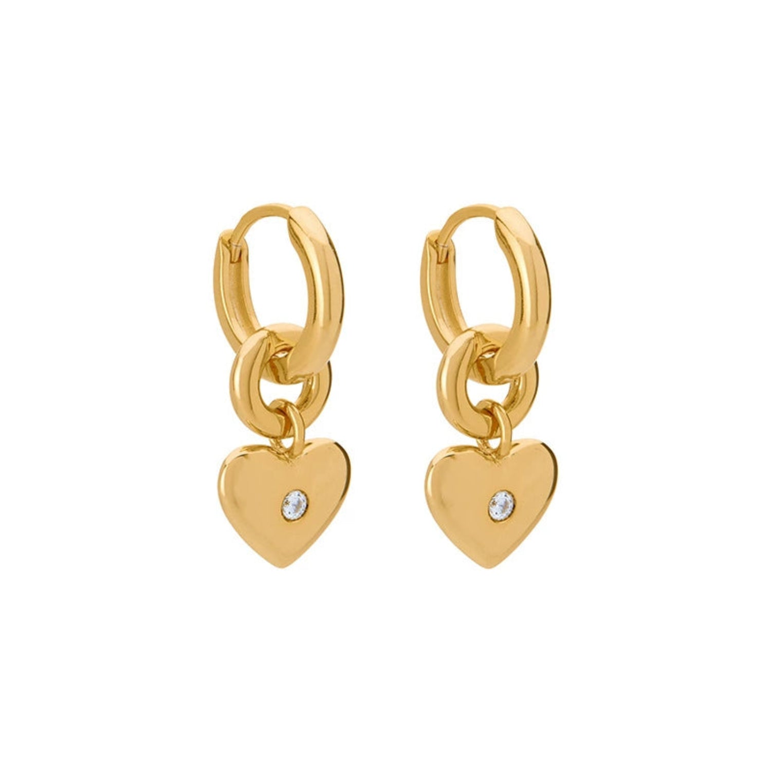 Gold Heart Huggie Hoop Earrings JLT13620