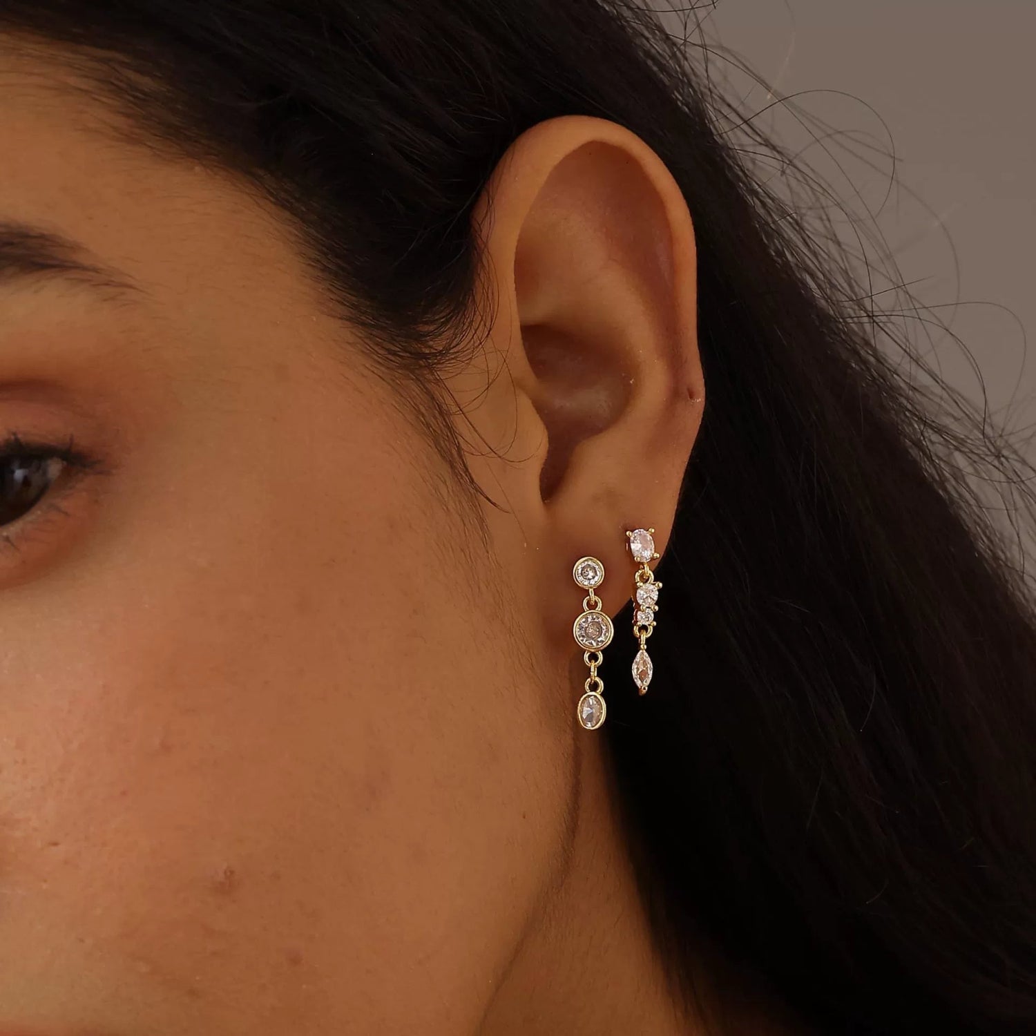 Mixed Geometric Dangle Stud Earrings JLT13628