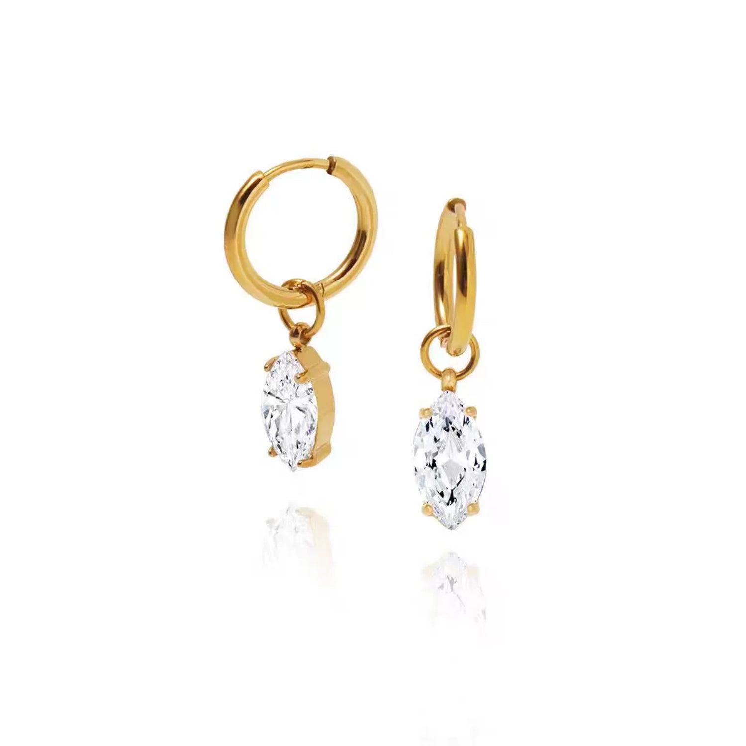 Gold Marquise Crystal Huggie Earrings JLT13631
