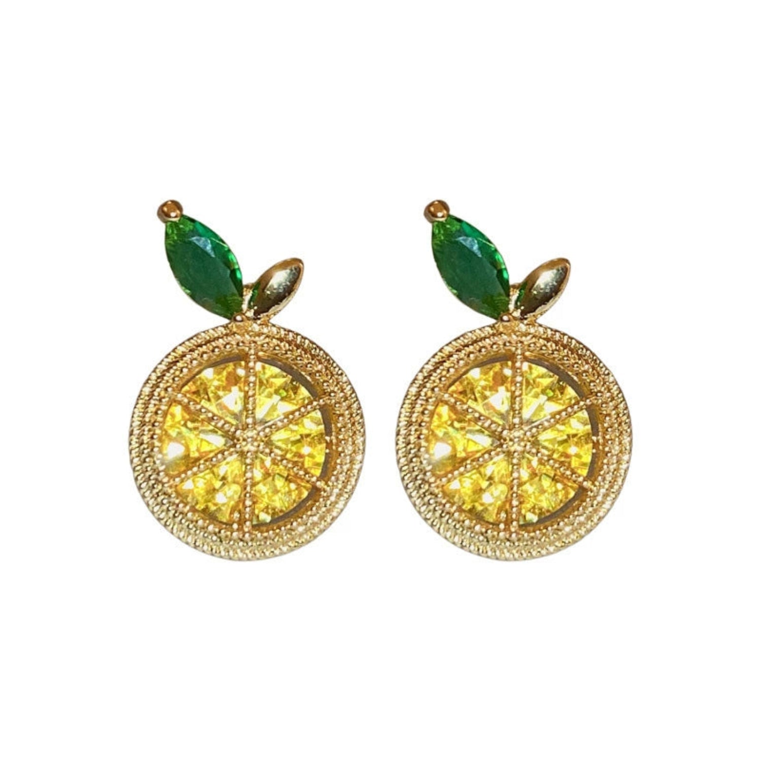 Gold Crystal Lemon Stud Earrings JLT13632