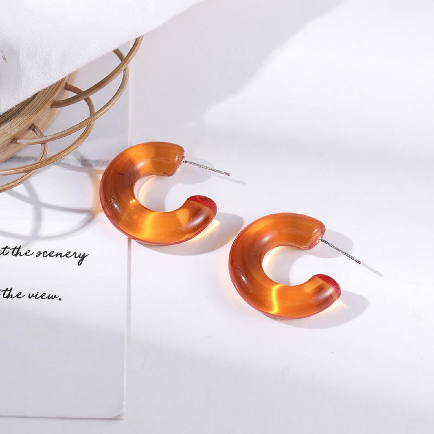 Orange Resin Hoop Earrings JLT13838