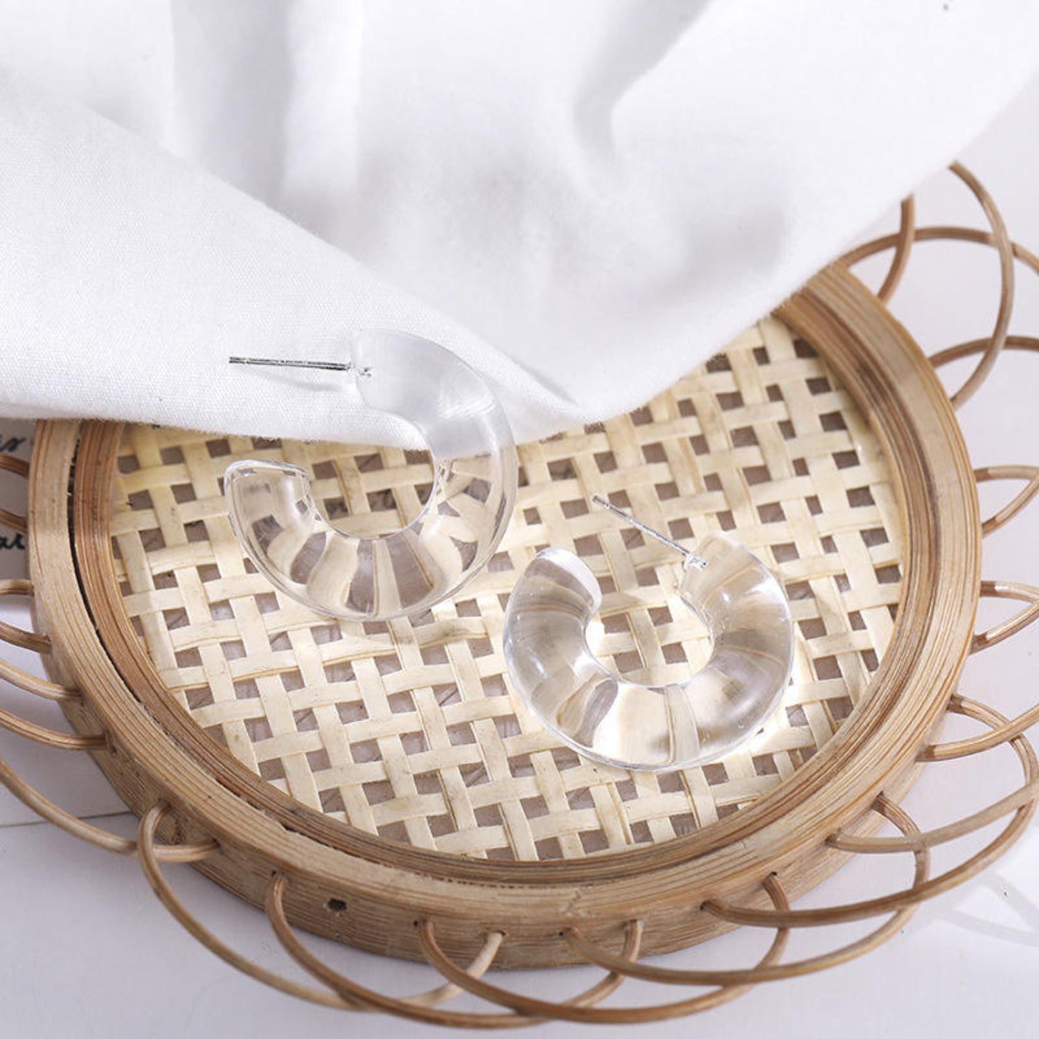 White Resin Hoop Earrings JLT13839