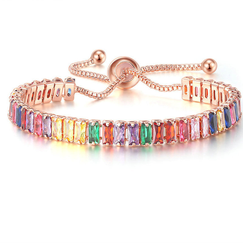 just-lil-things-artificial-Rainbow Radiance Adjustable Bracelet – Rose Gold Finish - jltb0275