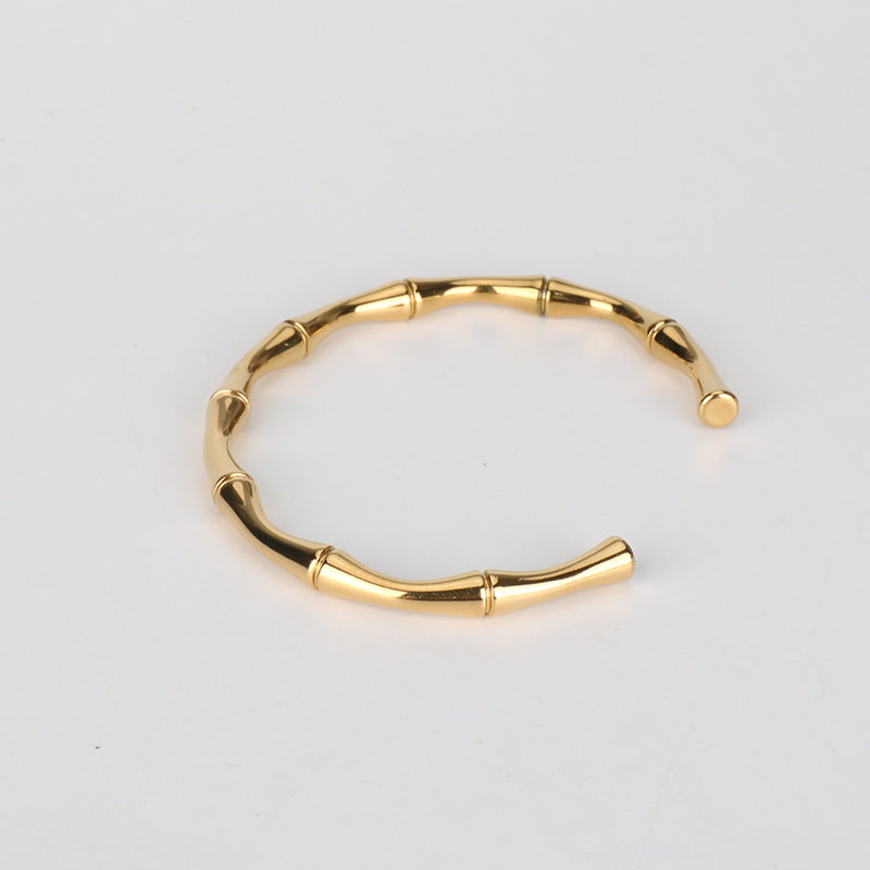 Just Lil Things Artificial Golden Bamboo Textured Open Cuff Bracelets jltb0332