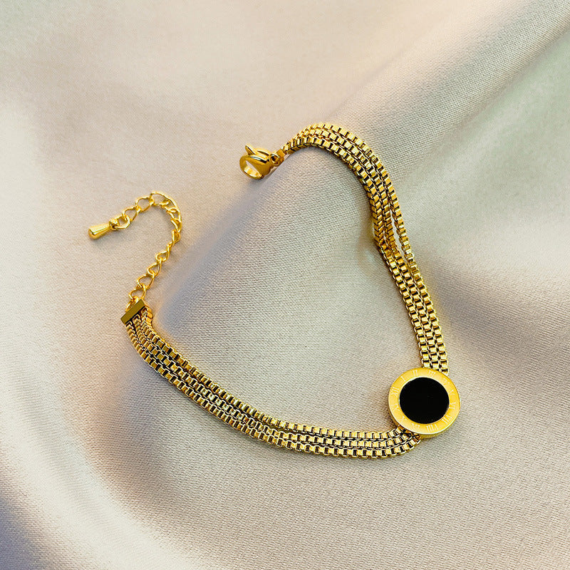 just-lil-things-artifical-Elegant Black Enamel Charm Bracelet with Triple Chains-jltb0335