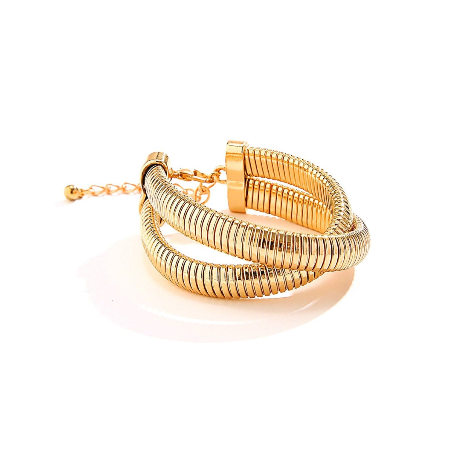 Just lil things artificial Gold Coil Wrap Bracelet – Modern Adjustable Statement Piece JLTPB0394