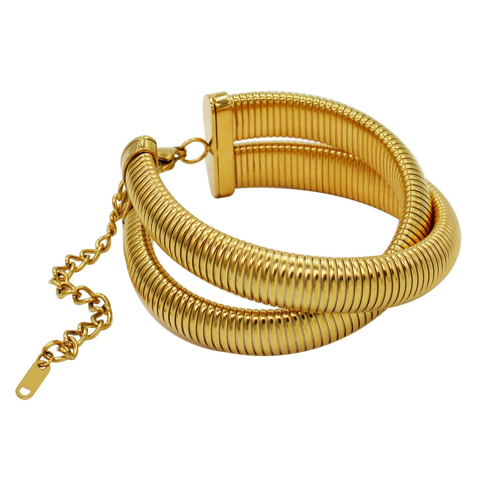 Just lil things artificial Gold Coil Wrap Bracelet – Modern Adjustable Statement Piece JLTPB0394
