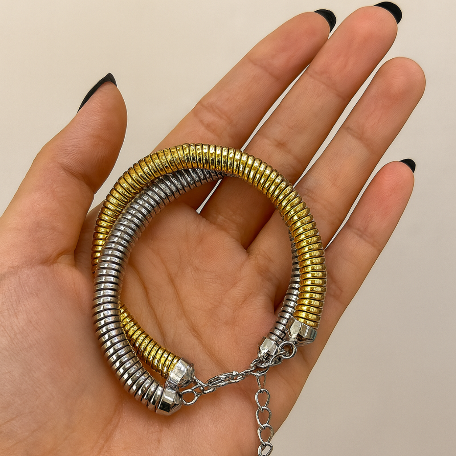 Just lil things artificial Gold Coil Wrap Bracelet – Modern Adjustable Statement Piece JLTPB0394