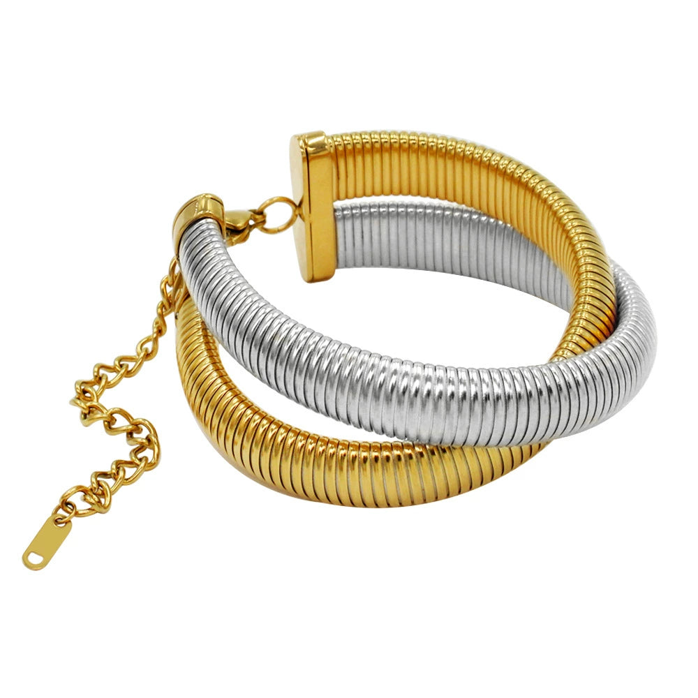 Just lil things artificial Gold Coil Wrap Bracelet – Modern Adjustable Statement Piece JLTPB0394