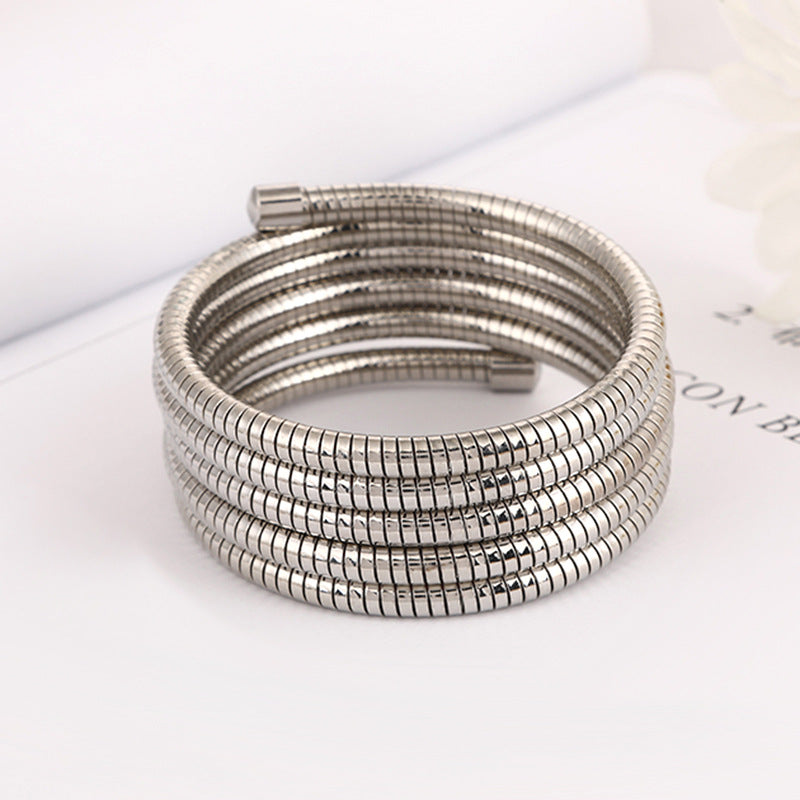 just lil things Artificial Silver Coiled Bracelets