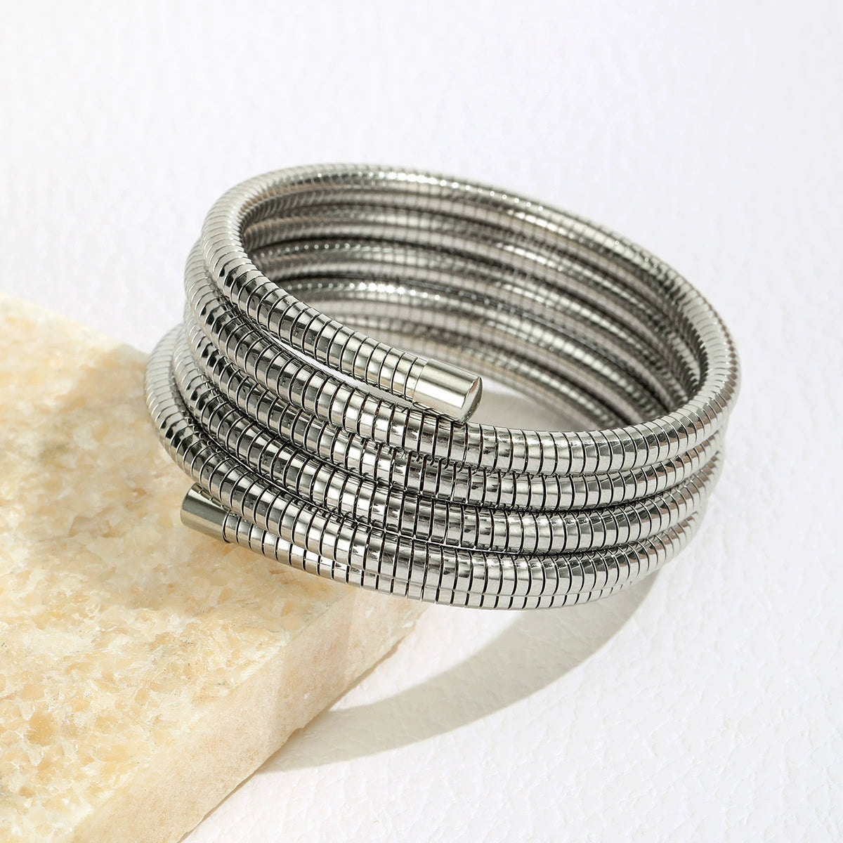 just lil things Artificial Silver Coiled Bracelets