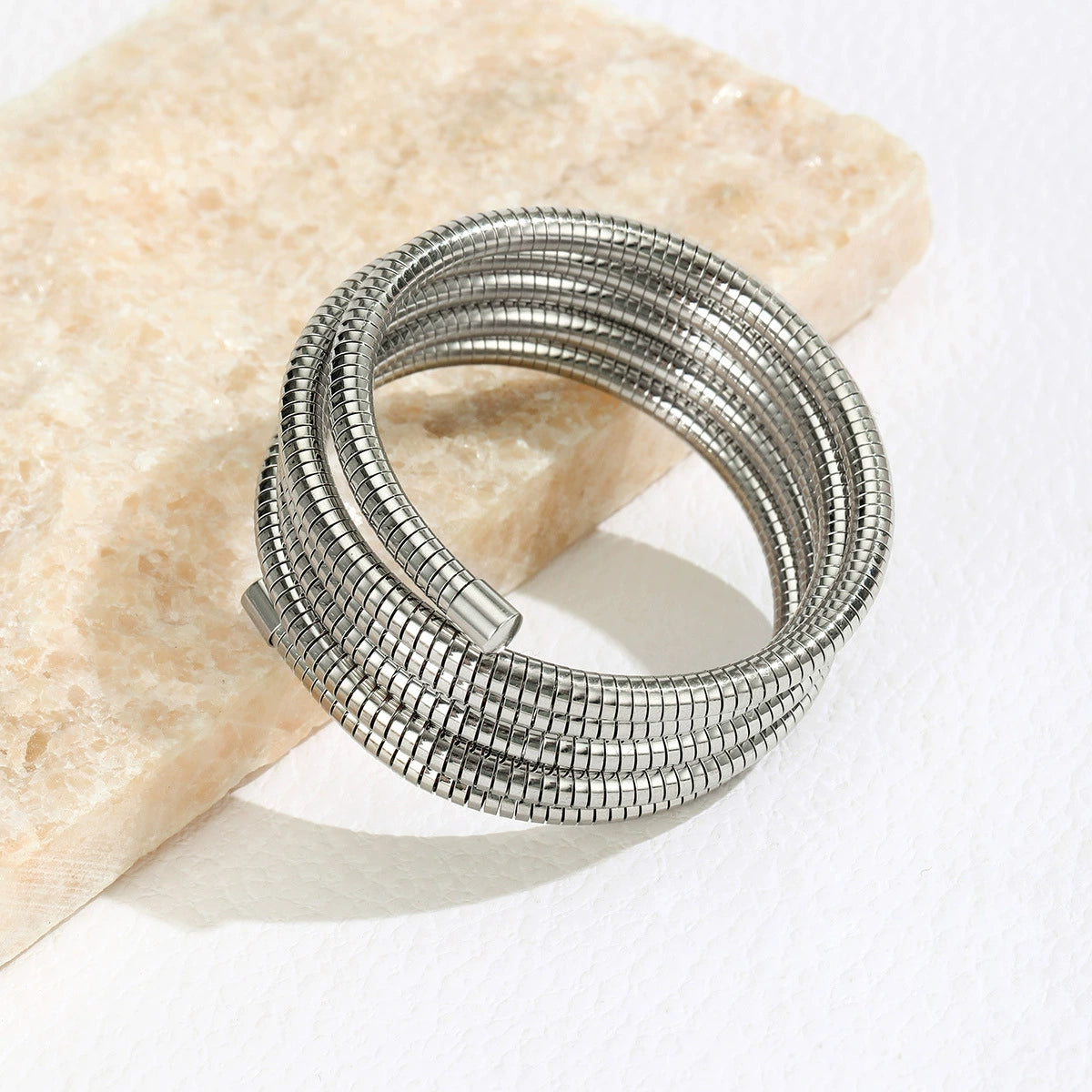 just lil things Artificial Silver Coiled Bracelets