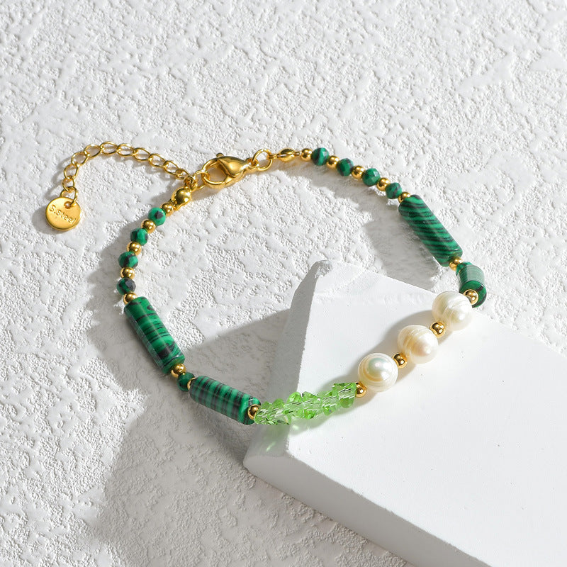 Just lil things Multi-color Beaded Bracelet with Pearls & gold bead accents–Adjustable Charm Chain JLTPB0422