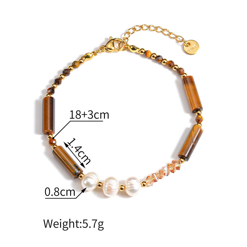 Just lil things Multi-color Beaded Bracelet with Pearls & gold bead accents–Adjustable Charm Chain JLTPB0422