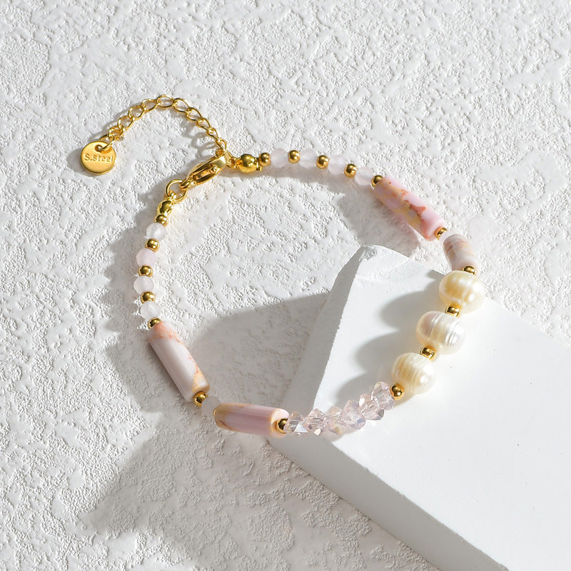 Just lil things Multi-color Beaded Bracelet with Pearls & gold bead accents–Adjustable Charm Chain JLTPB0422