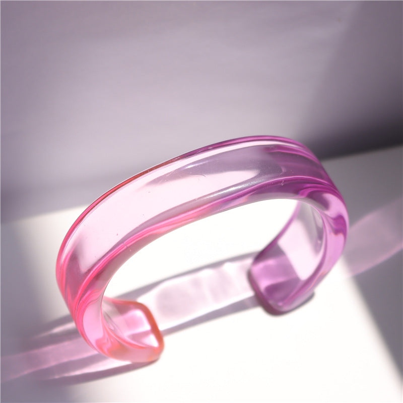 Just lil things Transparent Acrylic Cuff Bracelet – Minimalist Wide Bangle JLTPB0427
