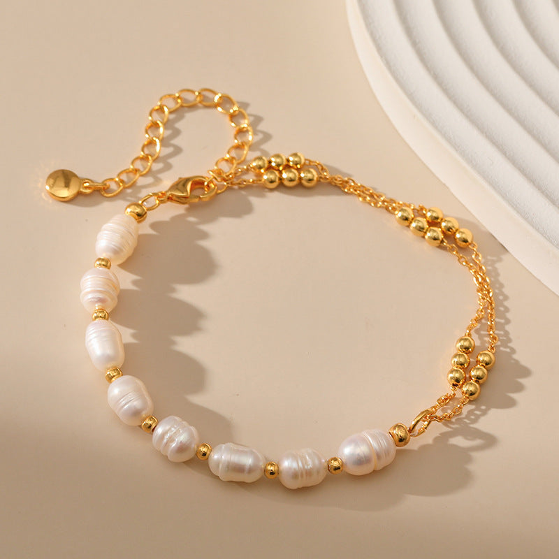 just-lil-things-Elegant Bracelet with Freshwater Pearl Beads – Adjustable Chain Design JLTB0448