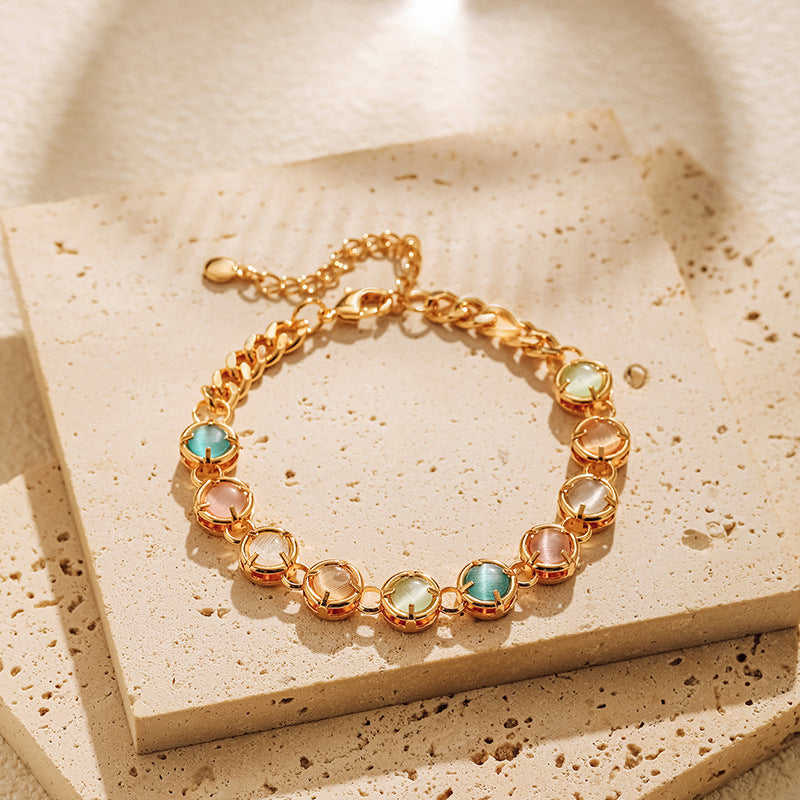 just-lil-things-Golden Prism Bracelet – Radiant Multi-Color Charm Chain- jltb0452