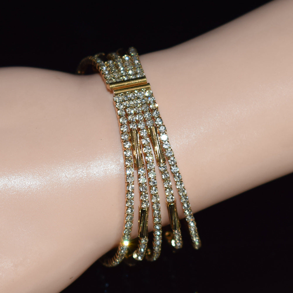 Just lil things Golden Prism Multi-Layer Diamond Bracelets – Luxe Sparkle Cuff JLTLB0456