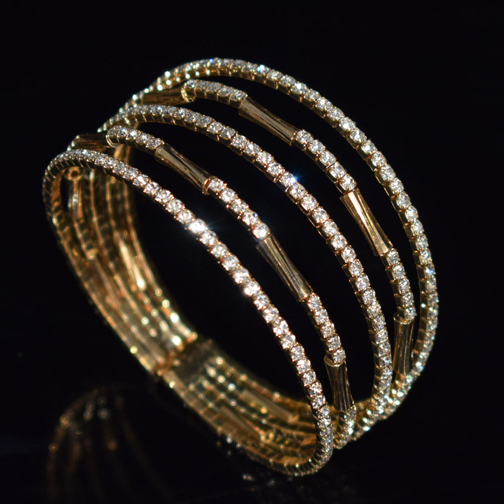 Just lil things Golden Prism Multi-Layer Diamond Bracelets – Luxe Sparkle Cuff JLTLB0456