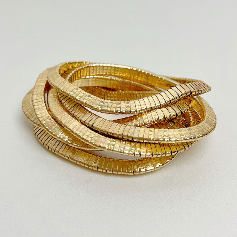 Just lil things Multi-Layer Textured Coil Bracelet – Flexible Statement Cuff JLTB0475