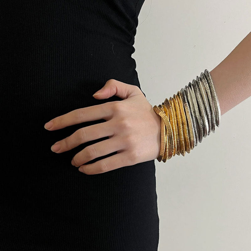 Just lil things Multi-Layer Textured Coil Bracelet – Flexible Statement Cuff JLTB0475