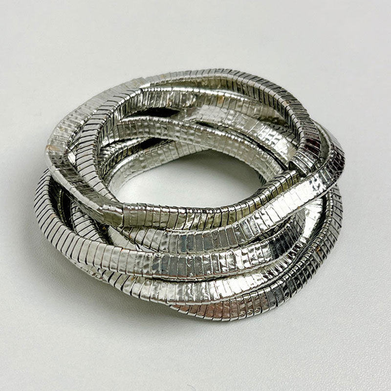 Just lil things Multi-Layer Textured Coil Bracelet – Flexible Statement Cuff JLTB0475