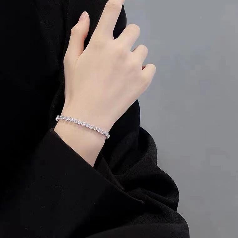 Just Lil Things Artificial Elegant Silver Tennis Bracelet with Sparkling CZ Stones jltb0493